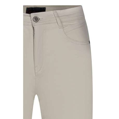 Pantalon coton écru uni avec une coupe skinny et une double fermeture - Image 3