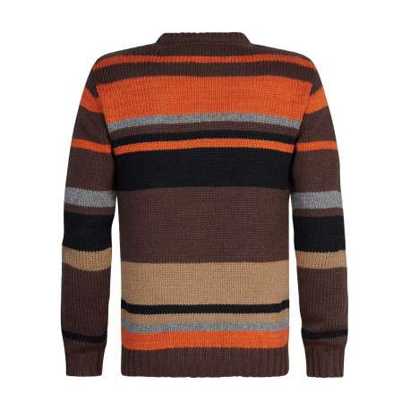 Pull marron rayé coupe droite avec un col rond et étiquette avec inscriptions - Image 2