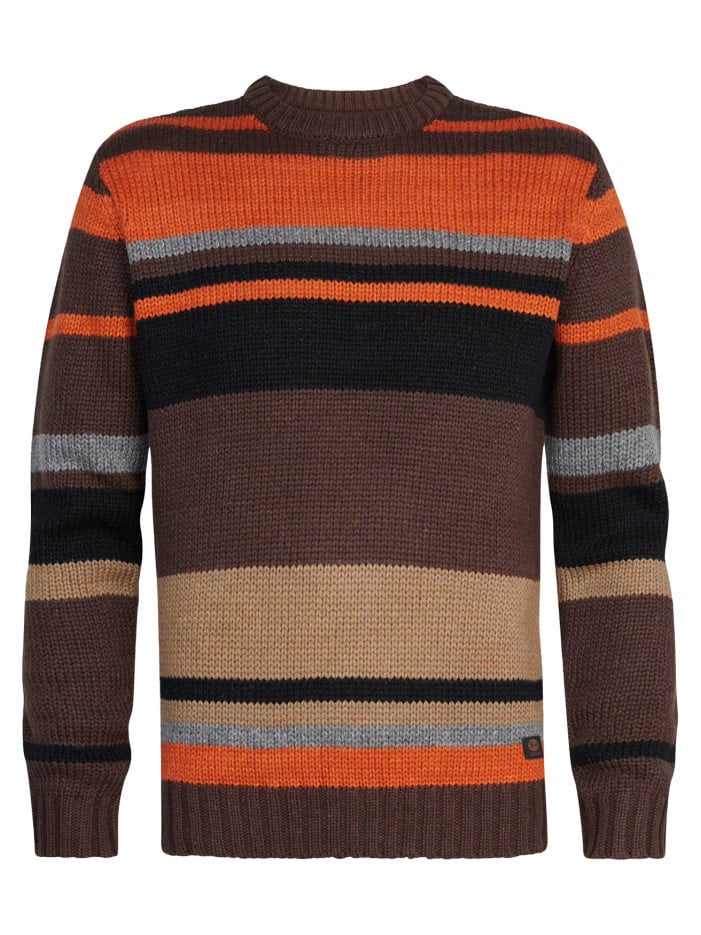 Pull marron rayé coupe...