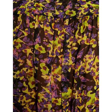 Blouse multicolore moucheté à coupe péplum col v et à manches longues - Image 6