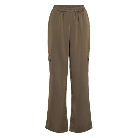 Pantalon style cargo kaki avec une coupe loose fit et une taille élastiquée