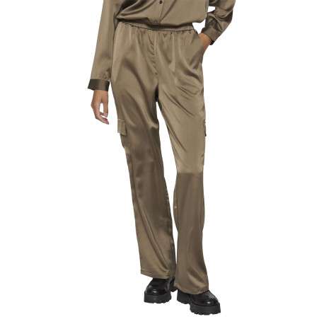 Pantalon style cargo kaki avec une coupe loose fit et une taille élastiquée - Image 2