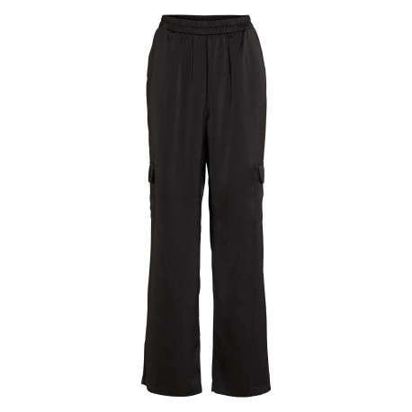 Pantalon style cargo noir avec une taille élastiquée et une coupe loose fit