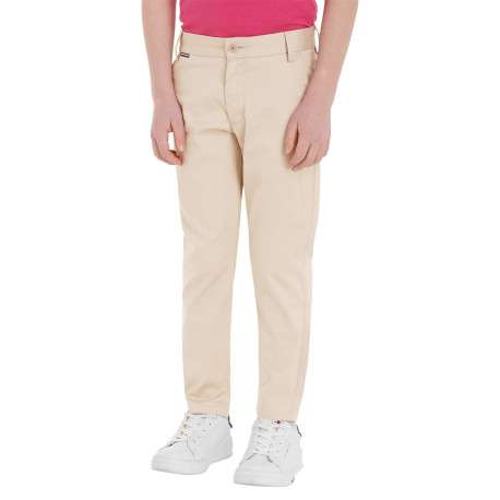 Pantalon chino en coton biologique mélangé beige avec une coupe slim - Image 2
