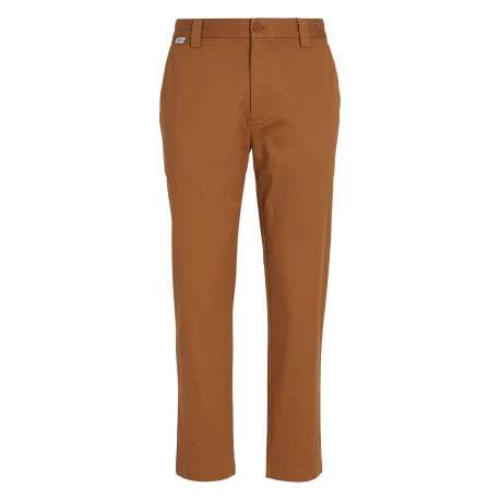 Pantalon chino en coton biologique mélangé camel avec une coupe regular fit