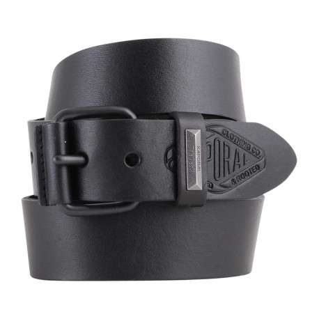 Ceinture en cuir de vache noir unie avec boucle ardillon mate - Image 2