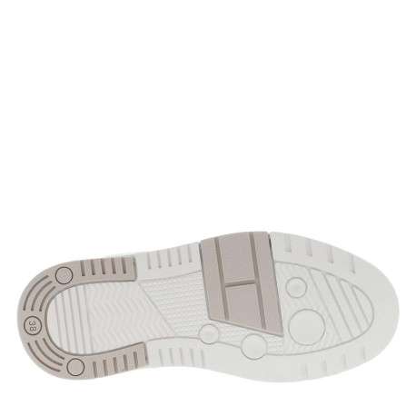 Baskets en cuir blanc lisse avec des empiècements et à lacets tressés plats - Image 5