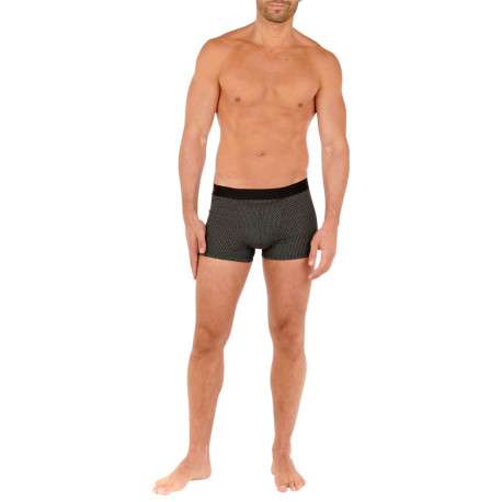 Boxer noir avec une coupe fermée et imprimé géométrique