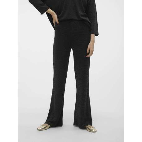 Pantalon noir pailleté avec une coupe bootcut et des surpiqûres ton sur ton - Image 2