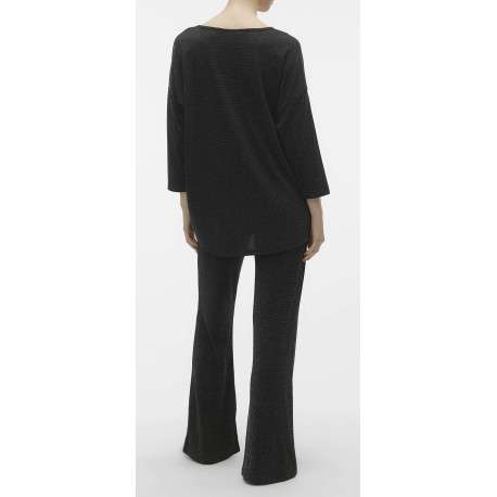 Pantalon noir pailleté avec une coupe bootcut et des surpiqûres ton sur ton - Image 3