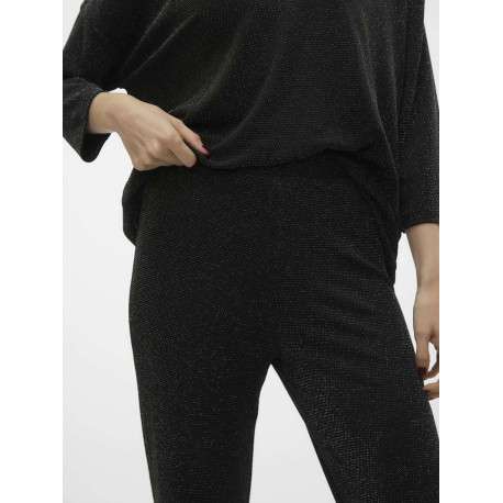 Pantalon noir pailleté avec une coupe bootcut et des surpiqûres ton sur ton - Image 4