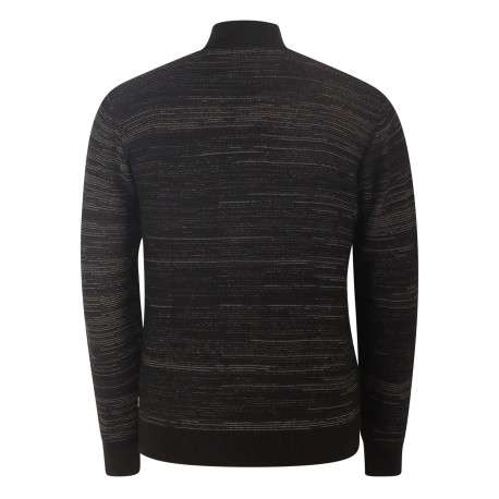 Pull en coton noir chiné avec une coupe droite et un col camionneur - Image 2