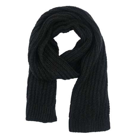 Coffret noir bonnet et écharpe en maille torsadée - Image 3