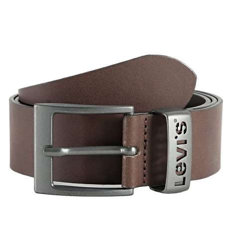 Ceinture avec fermeture boucle carré et passant gravé avec nom de la marque