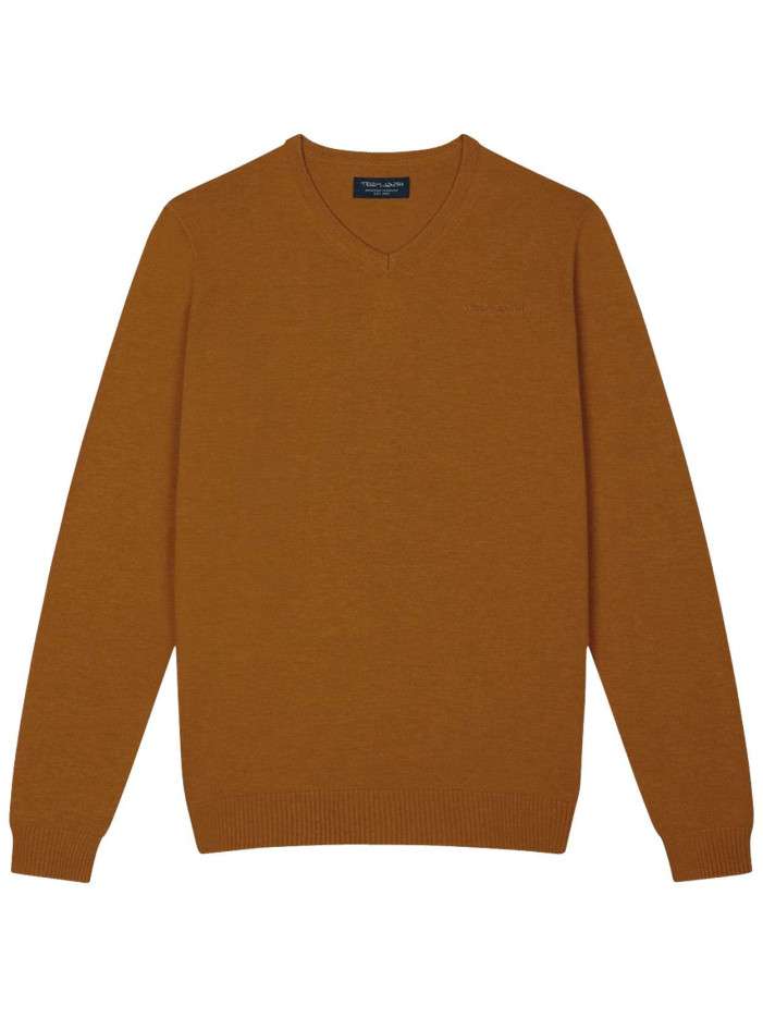 Pull en coton orange chiné...