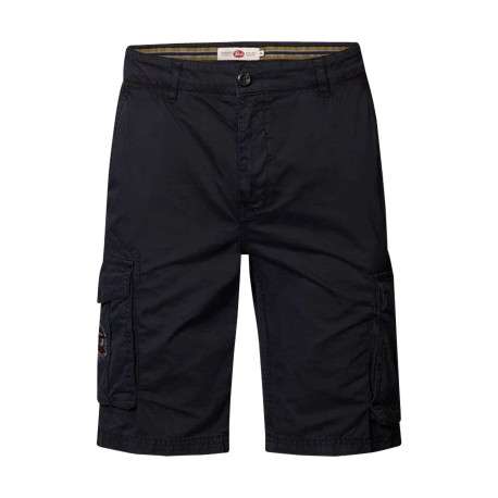 Short en coton avec 6 poches marine uni et logo sur poches cargo