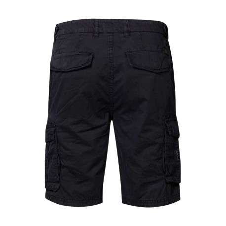 Short en coton avec 6 poches marine uni et logo sur poches cargo - Image 2
