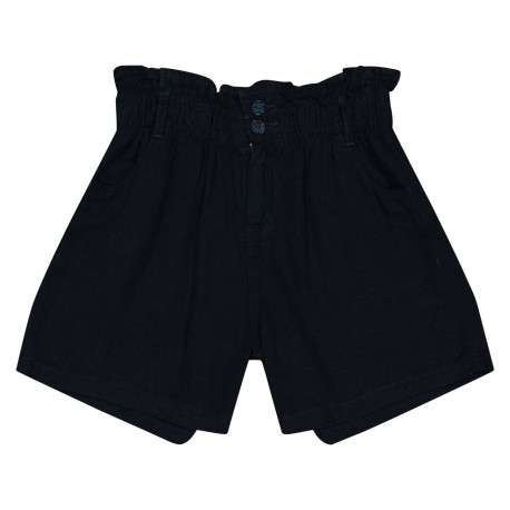 Short marine uni avec une coupe paper bag et une ceinture élastiquée - Image 4
