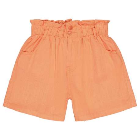 Short pêche uni avec une ceinture élastiquée et une coupe paper bag - Image 4