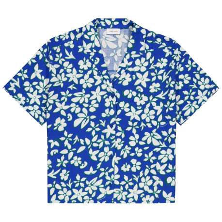 Chemisier bleu électrique fleuri avec une coupe droite et un col cranté - Image 5