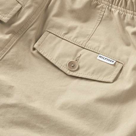 Pantalon en coton beige uni avec une coupe chino et des poches arrières - Image 2