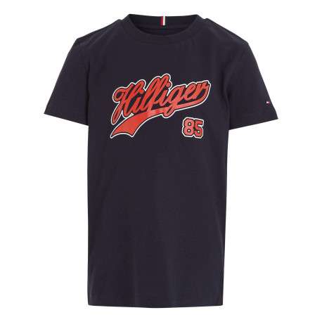 T-shirt en coton régénératif marine uni coupe droite col rond