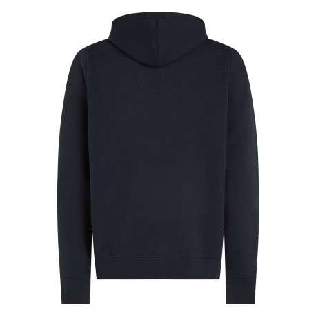 Sweat marine uni coupe droite avec un col à capuche et poche kangourou - Image 2