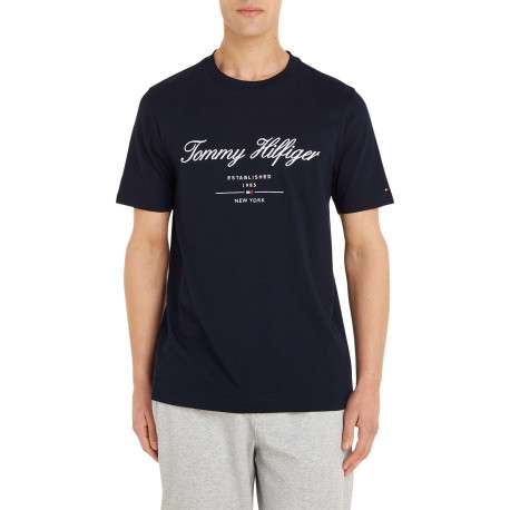 T-shirt en coton régénératif marine uni coupe droite col rond - Image 4