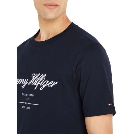 T-shirt en coton régénératif marine uni coupe droite col rond - Image 5