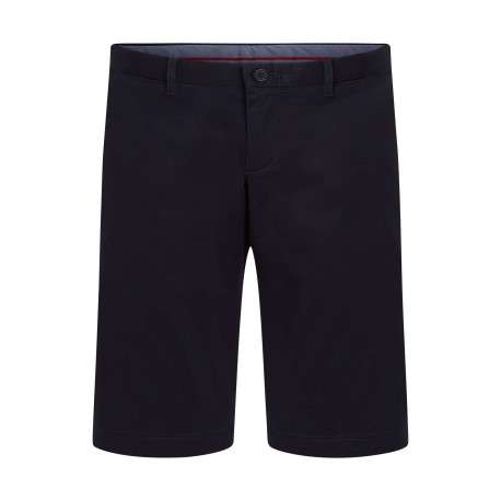 Short en coton marine uni avec une coupe chino et des poches latérales