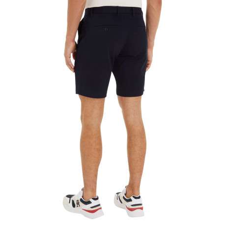 Short en coton marine uni avec une coupe chino et des poches latérales - Image 2