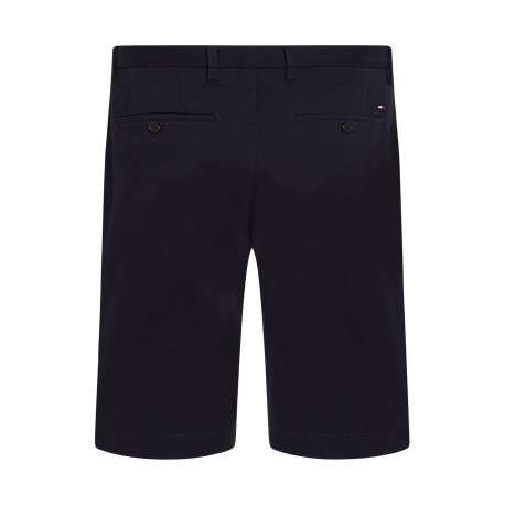 Short en coton marine uni avec une coupe chino et des poches latérales - Image 4