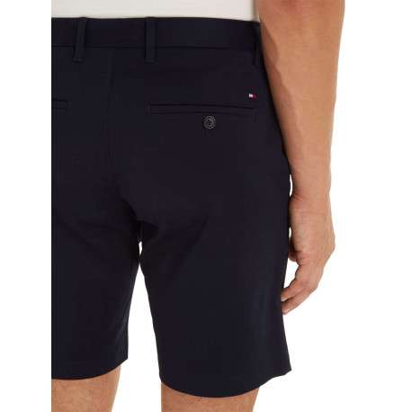 Short en coton marine uni avec une coupe chino et des poches latérales - Image 5