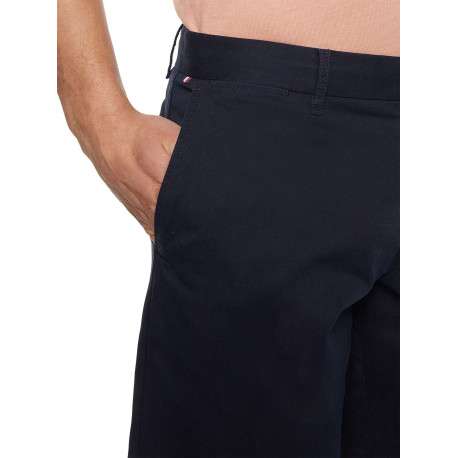 Short en coton marine uni avec une coupe chino et des poches latérales - Image 6