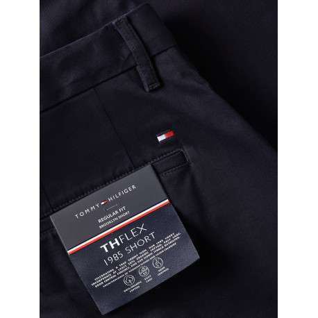 Short en coton marine uni avec une coupe chino et des poches latérales - Image 7