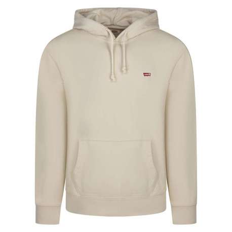 Sweat en coton beige uni avec une coupe droite et un col à capuche