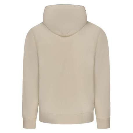 Sweat en coton beige uni avec une coupe droite et un col à capuche - Image 2