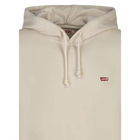 Sweat en coton beige uni avec une coupe droite et un col à capuche - Image 3