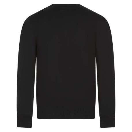Pull en coton noir uni avec une coupe droite un col rond et des manches longues - Image 2