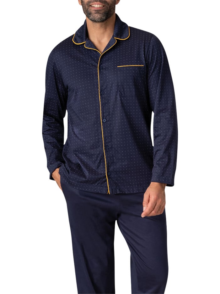 Pyjama long en coton marine...