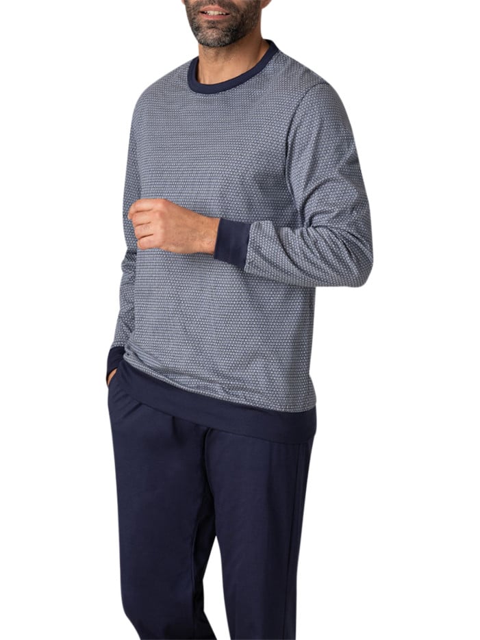 Pyjama long en coton marine...