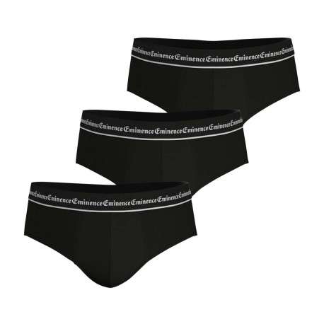Lot de 3 slips en coton noirs unis à coupe fermée et une taille élastiquée