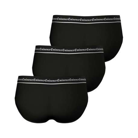 Lot de 3 slips en coton noirs unis à coupe fermée et une taille élastiquée - Image 2