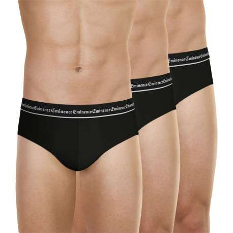 Lot de 3 slips en coton noirs unis à coupe fermée et une taille élastiquée - Image 3