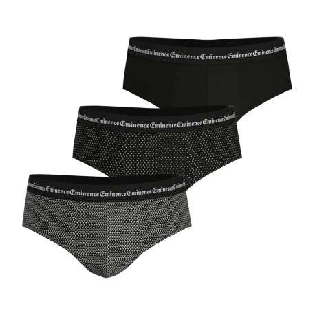 Lot de 3 slips en coton noirs imprimés à coupe fermée et une taille élastiquée