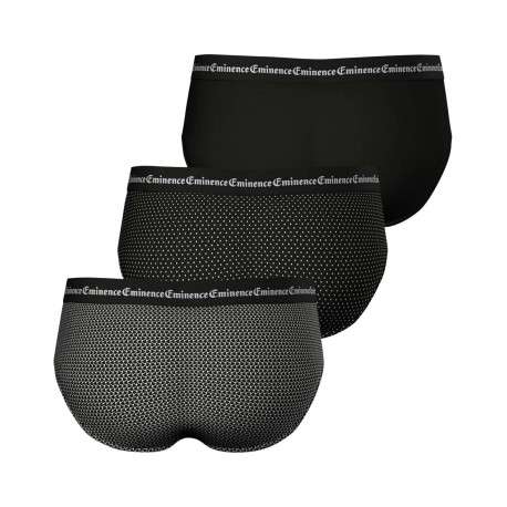 Lot de 3 slips en coton noirs imprimés à coupe fermée et une taille élastiquée - Image 2