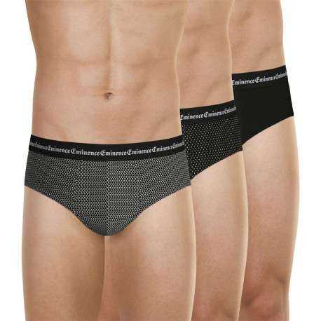 Lot de 3 slips en coton noirs imprimés à coupe fermée et une taille élastiquée - Image 3
