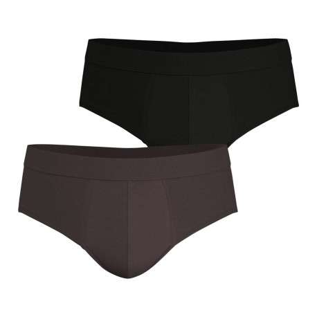 Lot de 2 slips unis en coton avec une coupe fermée et une taille élastiquée