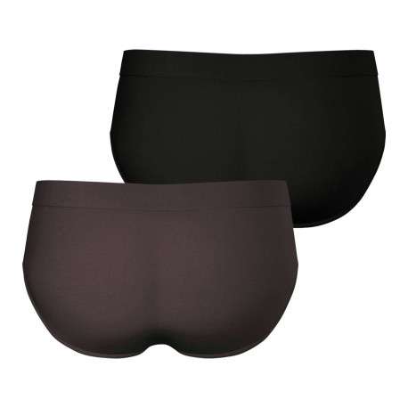 Lot de 2 slips unis en coton avec une coupe fermée et une taille élastiquée - Image 2