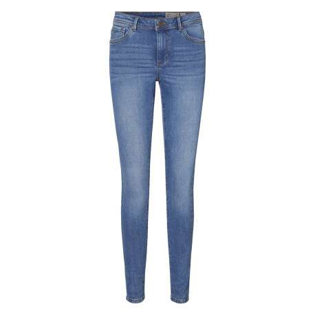 Jean en coton mélangé indigo effet délavé à coupe slim et taille haute